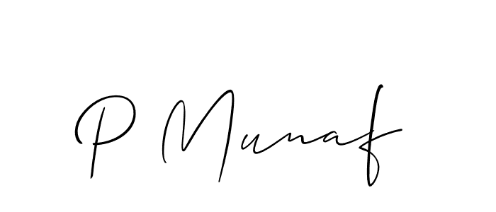 Make a beautiful signature design for name P Munaf. With this signature (Allison_Script) style, you can create a handwritten signature for free. P Munaf signature style 2 images and pictures png