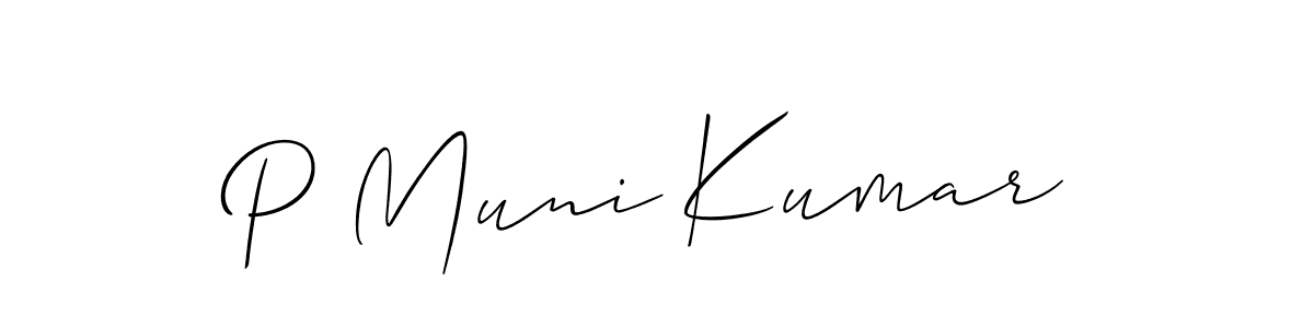 Create a beautiful signature design for name P Muni Kumar. With this signature (Allison_Script) fonts, you can make a handwritten signature for free. P Muni Kumar signature style 2 images and pictures png