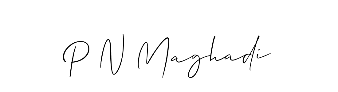 Create a beautiful signature design for name P N Maghadi. With this signature (Allison_Script) fonts, you can make a handwritten signature for free. P N Maghadi signature style 2 images and pictures png