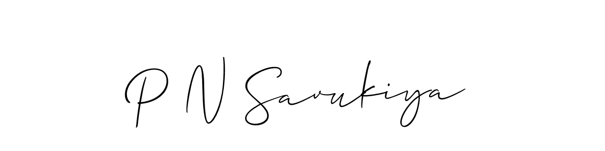 How to make P N Savukiya name signature. Use Allison_Script style for creating short signs online. This is the latest handwritten sign. P N Savukiya signature style 2 images and pictures png