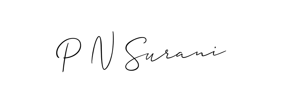 Use a signature maker to create a handwritten signature online. With this signature software, you can design (Allison_Script) your own signature for name P N Surani. P N Surani signature style 2 images and pictures png