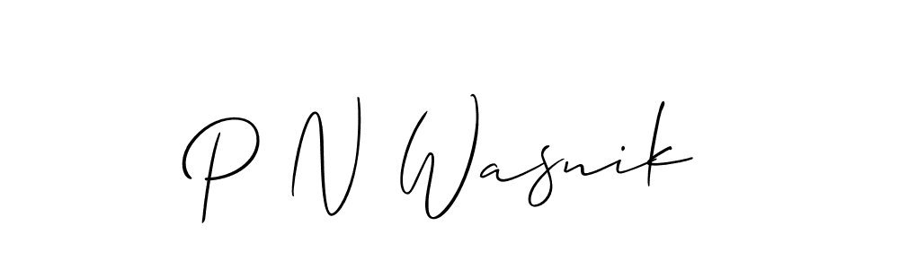 How to make P N Wasnik name signature. Use Allison_Script style for creating short signs online. This is the latest handwritten sign. P N Wasnik signature style 2 images and pictures png