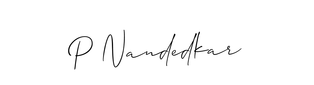Create a beautiful signature design for name P Nandedkar. With this signature (Allison_Script) fonts, you can make a handwritten signature for free. P Nandedkar signature style 2 images and pictures png
