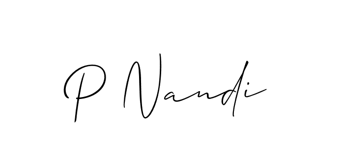 Create a beautiful signature design for name P Nandi. With this signature (Allison_Script) fonts, you can make a handwritten signature for free. P Nandi signature style 2 images and pictures png