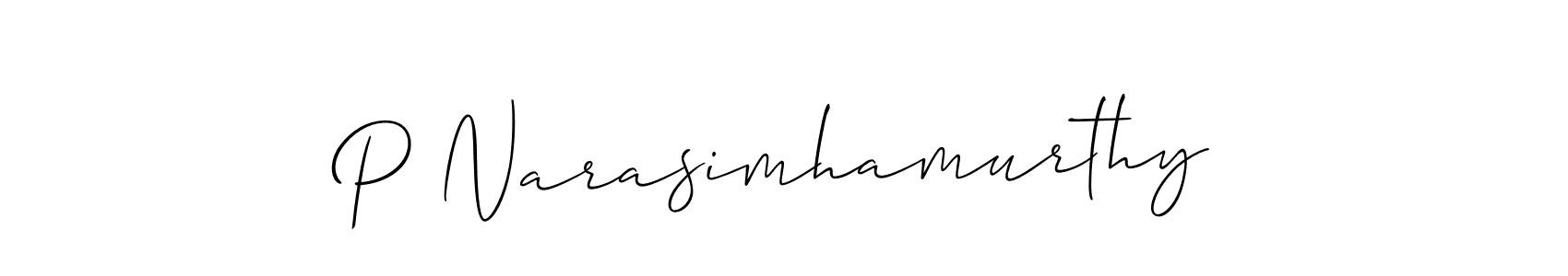 Also we have P Narasimhamurthy name is the best signature style. Create professional handwritten signature collection using Allison_Script autograph style. P Narasimhamurthy signature style 2 images and pictures png