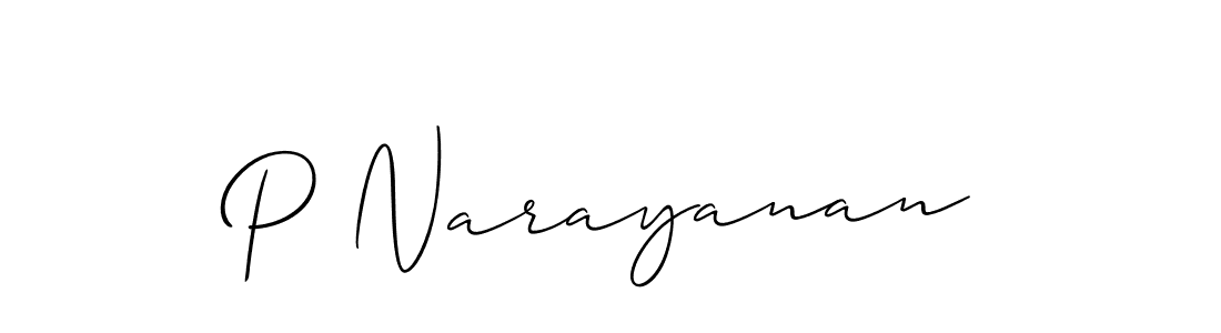Create a beautiful signature design for name P Narayanan. With this signature (Allison_Script) fonts, you can make a handwritten signature for free. P Narayanan signature style 2 images and pictures png