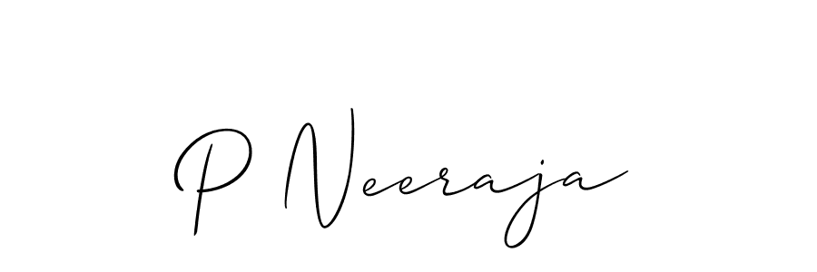 How to make P Neeraja name signature. Use Allison_Script style for creating short signs online. This is the latest handwritten sign. P Neeraja signature style 2 images and pictures png