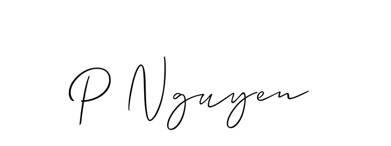 Design your own signature with our free online signature maker. With this signature software, you can create a handwritten (Allison_Script) signature for name P Nguyen. P Nguyen signature style 2 images and pictures png