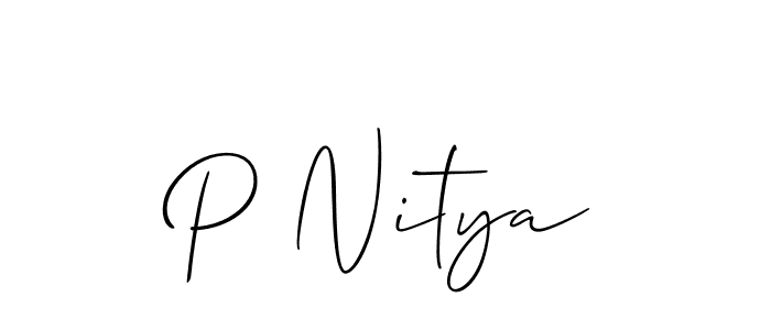 if you are searching for the best signature style for your name P Nitya. so please give up your signature search. here we have designed multiple signature styles  using Allison_Script. P Nitya signature style 2 images and pictures png