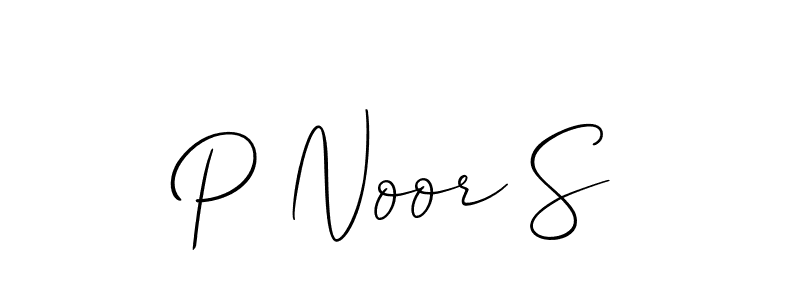 if you are searching for the best signature style for your name P Noor S. so please give up your signature search. here we have designed multiple signature styles  using Allison_Script. P Noor S signature style 2 images and pictures png
