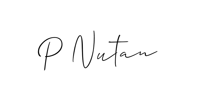 if you are searching for the best signature style for your name P Nutan. so please give up your signature search. here we have designed multiple signature styles  using Allison_Script. P Nutan signature style 2 images and pictures png