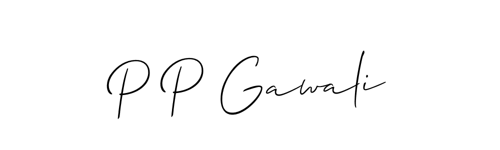 How to make P P Gawali name signature. Use Allison_Script style for creating short signs online. This is the latest handwritten sign. P P Gawali signature style 2 images and pictures png
