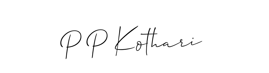 Make a beautiful signature design for name P P Kothari. With this signature (Allison_Script) style, you can create a handwritten signature for free. P P Kothari signature style 2 images and pictures png