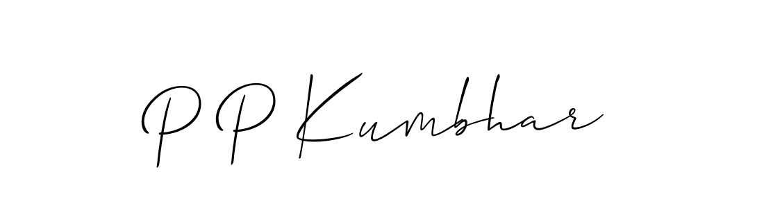 Make a beautiful signature design for name P P Kumbhar. With this signature (Allison_Script) style, you can create a handwritten signature for free. P P Kumbhar signature style 2 images and pictures png