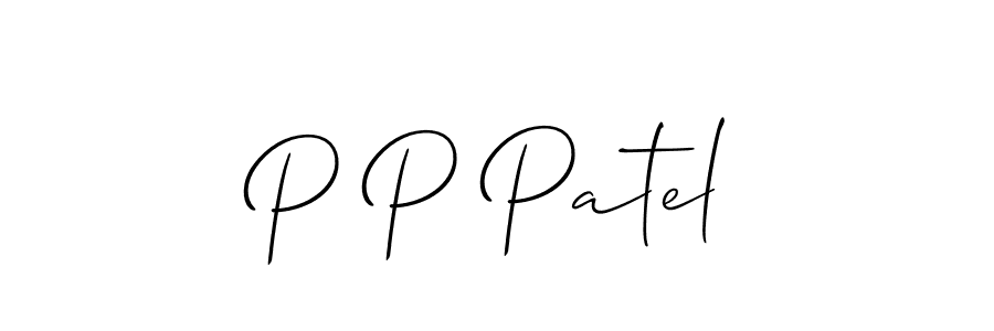 How to make P P Patel name signature. Use Allison_Script style for creating short signs online. This is the latest handwritten sign. P P Patel signature style 2 images and pictures png