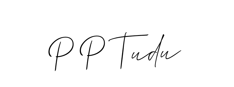 Design your own signature with our free online signature maker. With this signature software, you can create a handwritten (Allison_Script) signature for name P P Tudu. P P Tudu signature style 2 images and pictures png