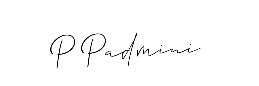 How to make P Padmini name signature. Use Allison_Script style for creating short signs online. This is the latest handwritten sign. P Padmini signature style 2 images and pictures png