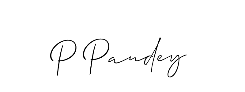 How to make P Pandey name signature. Use Allison_Script style for creating short signs online. This is the latest handwritten sign. P Pandey signature style 2 images and pictures png
