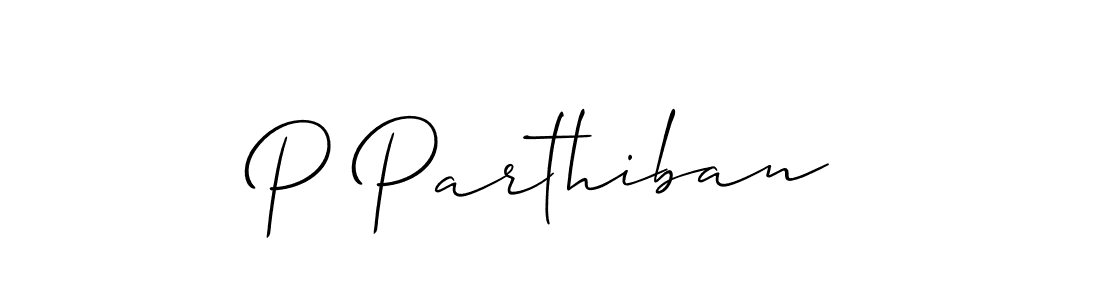 How to make P Parthiban name signature. Use Allison_Script style for creating short signs online. This is the latest handwritten sign. P Parthiban signature style 2 images and pictures png
