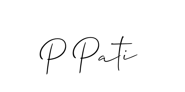 Allison_Script is a professional signature style that is perfect for those who want to add a touch of class to their signature. It is also a great choice for those who want to make their signature more unique. Get P Pati name to fancy signature for free. P Pati signature style 2 images and pictures png