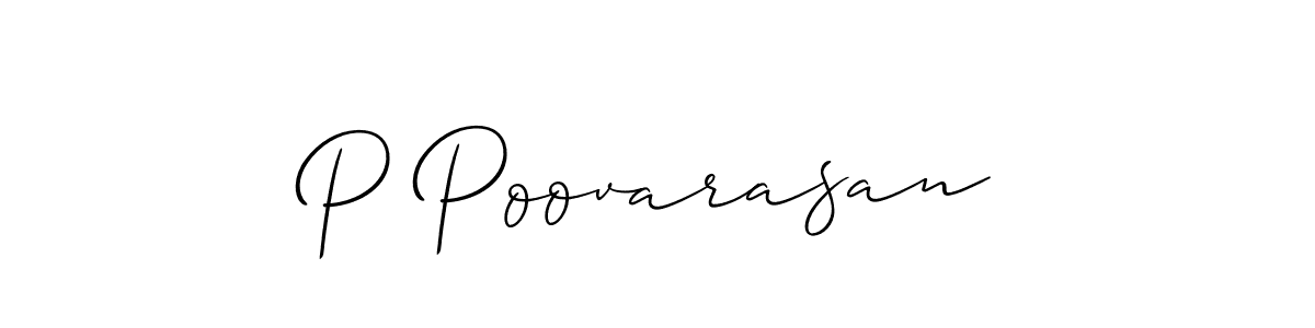 Use a signature maker to create a handwritten signature online. With this signature software, you can design (Allison_Script) your own signature for name P Poovarasan. P Poovarasan signature style 2 images and pictures png