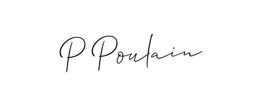 Design your own signature with our free online signature maker. With this signature software, you can create a handwritten (Allison_Script) signature for name P Poulain. P Poulain signature style 2 images and pictures png