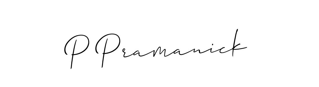 Use a signature maker to create a handwritten signature online. With this signature software, you can design (Allison_Script) your own signature for name P Pramanick. P Pramanick signature style 2 images and pictures png