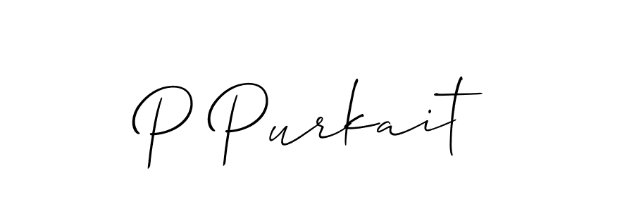 Make a beautiful signature design for name P Purkait. With this signature (Allison_Script) style, you can create a handwritten signature for free. P Purkait signature style 2 images and pictures png