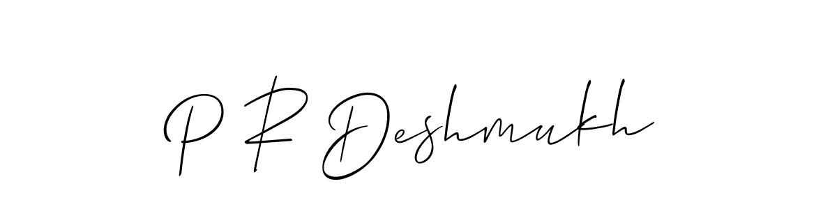 Design your own signature with our free online signature maker. With this signature software, you can create a handwritten (Allison_Script) signature for name P R Deshmukh. P R Deshmukh signature style 2 images and pictures png