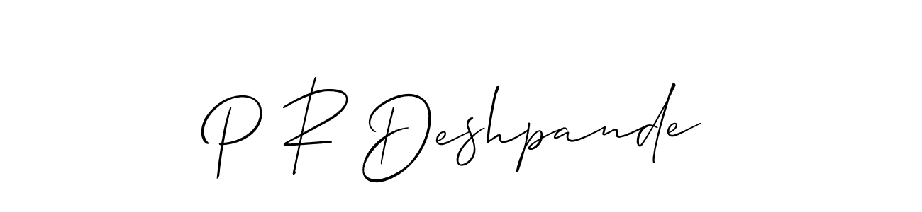 if you are searching for the best signature style for your name P R Deshpande. so please give up your signature search. here we have designed multiple signature styles  using Allison_Script. P R Deshpande signature style 2 images and pictures png