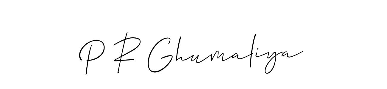 How to make P R Ghumaliya signature? Allison_Script is a professional autograph style. Create handwritten signature for P R Ghumaliya name. P R Ghumaliya signature style 2 images and pictures png