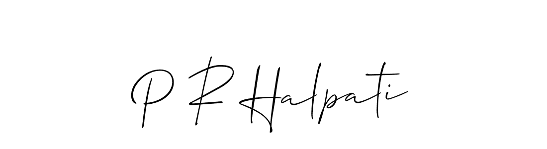 How to make P R Halpati name signature. Use Allison_Script style for creating short signs online. This is the latest handwritten sign. P R Halpati signature style 2 images and pictures png