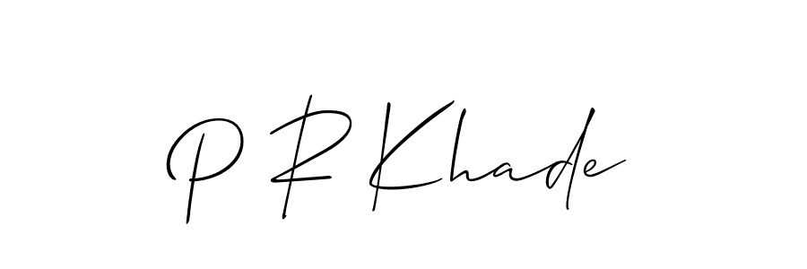 You should practise on your own different ways (Allison_Script) to write your name (P R Khade) in signature. don't let someone else do it for you. P R Khade signature style 2 images and pictures png