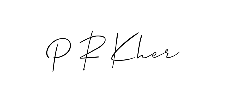 Make a beautiful signature design for name P R Kher. With this signature (Allison_Script) style, you can create a handwritten signature for free. P R Kher signature style 2 images and pictures png