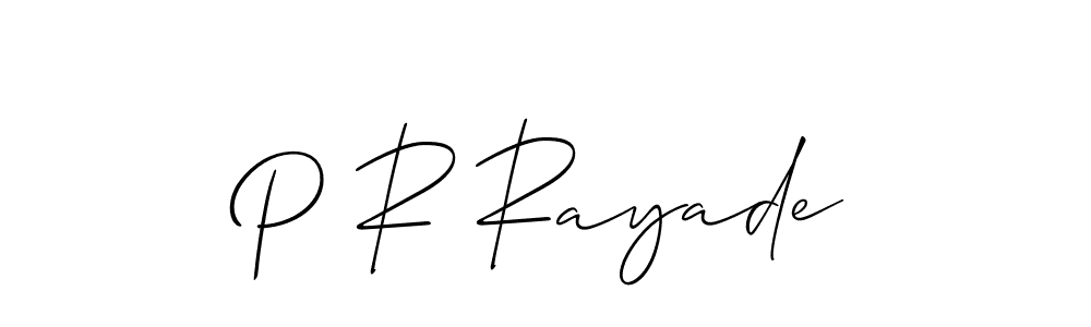 How to make P R Rayade name signature. Use Allison_Script style for creating short signs online. This is the latest handwritten sign. P R Rayade signature style 2 images and pictures png