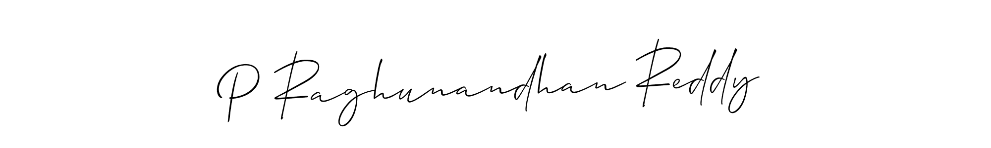 Make a beautiful signature design for name P Raghunandhan Reddy. With this signature (Allison_Script) style, you can create a handwritten signature for free. P Raghunandhan Reddy signature style 2 images and pictures png