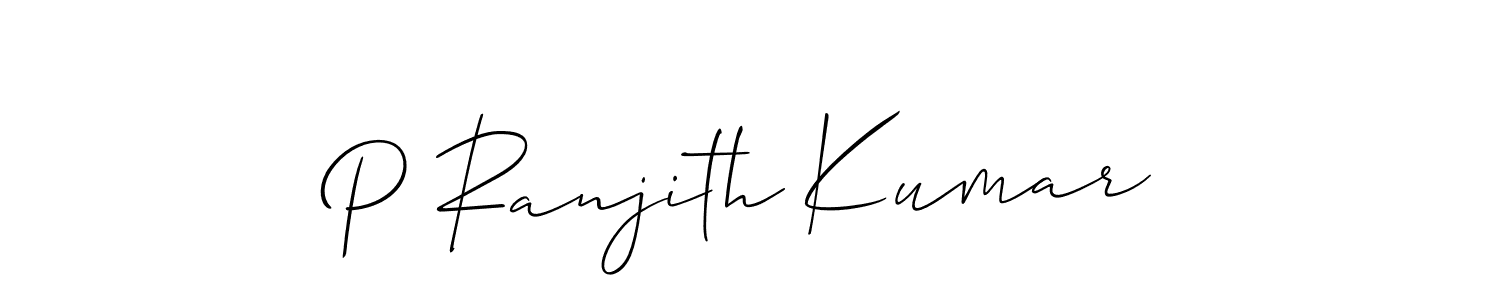 Create a beautiful signature design for name P Ranjith Kumar. With this signature (Allison_Script) fonts, you can make a handwritten signature for free. P Ranjith Kumar signature style 2 images and pictures png