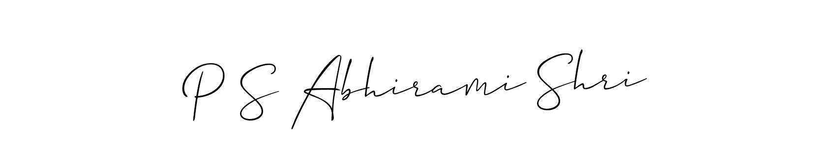 Similarly Allison_Script is the best handwritten signature design. Signature creator online .You can use it as an online autograph creator for name P S Abhirami Shri. P S Abhirami Shri signature style 2 images and pictures png