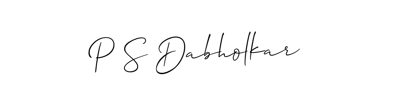 Create a beautiful signature design for name P S Dabholkar. With this signature (Allison_Script) fonts, you can make a handwritten signature for free. P S Dabholkar signature style 2 images and pictures png