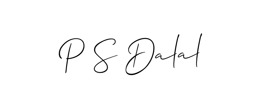 Also You can easily find your signature by using the search form. We will create P S Dalal name handwritten signature images for you free of cost using Allison_Script sign style. P S Dalal signature style 2 images and pictures png