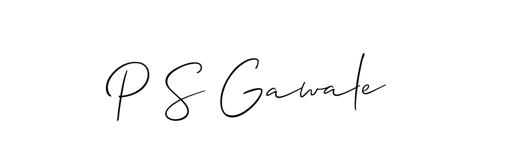 Also You can easily find your signature by using the search form. We will create P S Gawale name handwritten signature images for you free of cost using Allison_Script sign style. P S Gawale signature style 2 images and pictures png