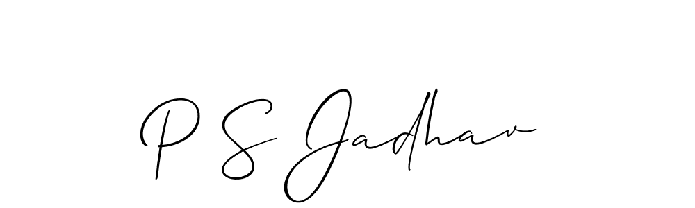 Use a signature maker to create a handwritten signature online. With this signature software, you can design (Allison_Script) your own signature for name P S Jadhav. P S Jadhav signature style 2 images and pictures png