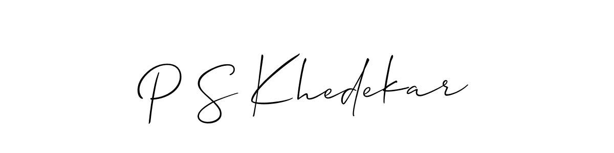 if you are searching for the best signature style for your name P S Khedekar. so please give up your signature search. here we have designed multiple signature styles  using Allison_Script. P S Khedekar signature style 2 images and pictures png
