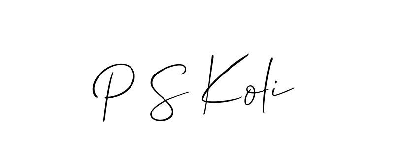 How to make P S Koli name signature. Use Allison_Script style for creating short signs online. This is the latest handwritten sign. P S Koli signature style 2 images and pictures png
