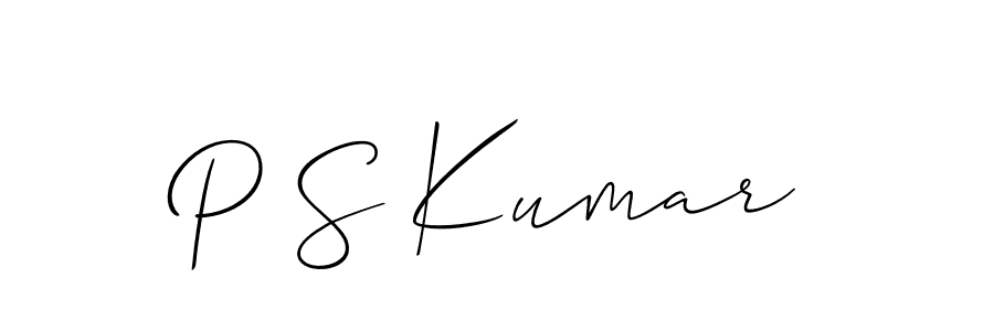 Use a signature maker to create a handwritten signature online. With this signature software, you can design (Allison_Script) your own signature for name P S Kumar. P S Kumar signature style 2 images and pictures png