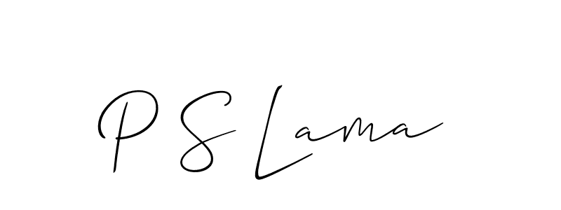 Use a signature maker to create a handwritten signature online. With this signature software, you can design (Allison_Script) your own signature for name P S Lama. P S Lama signature style 2 images and pictures png