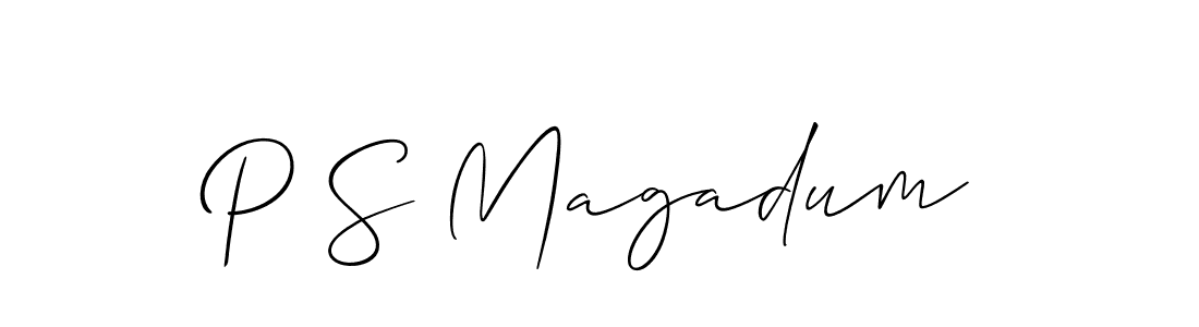 Design your own signature with our free online signature maker. With this signature software, you can create a handwritten (Allison_Script) signature for name P S Magadum. P S Magadum signature style 2 images and pictures png