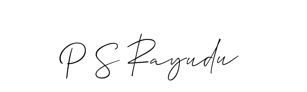 Also You can easily find your signature by using the search form. We will create P S Rayudu name handwritten signature images for you free of cost using Allison_Script sign style. P S Rayudu signature style 2 images and pictures png