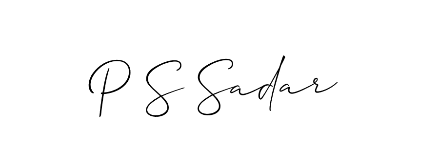Make a short P S Sadar signature style. Manage your documents anywhere anytime using Allison_Script. Create and add eSignatures, submit forms, share and send files easily. P S Sadar signature style 2 images and pictures png