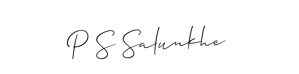 How to make P S Salunkhe signature? Allison_Script is a professional autograph style. Create handwritten signature for P S Salunkhe name. P S Salunkhe signature style 2 images and pictures png